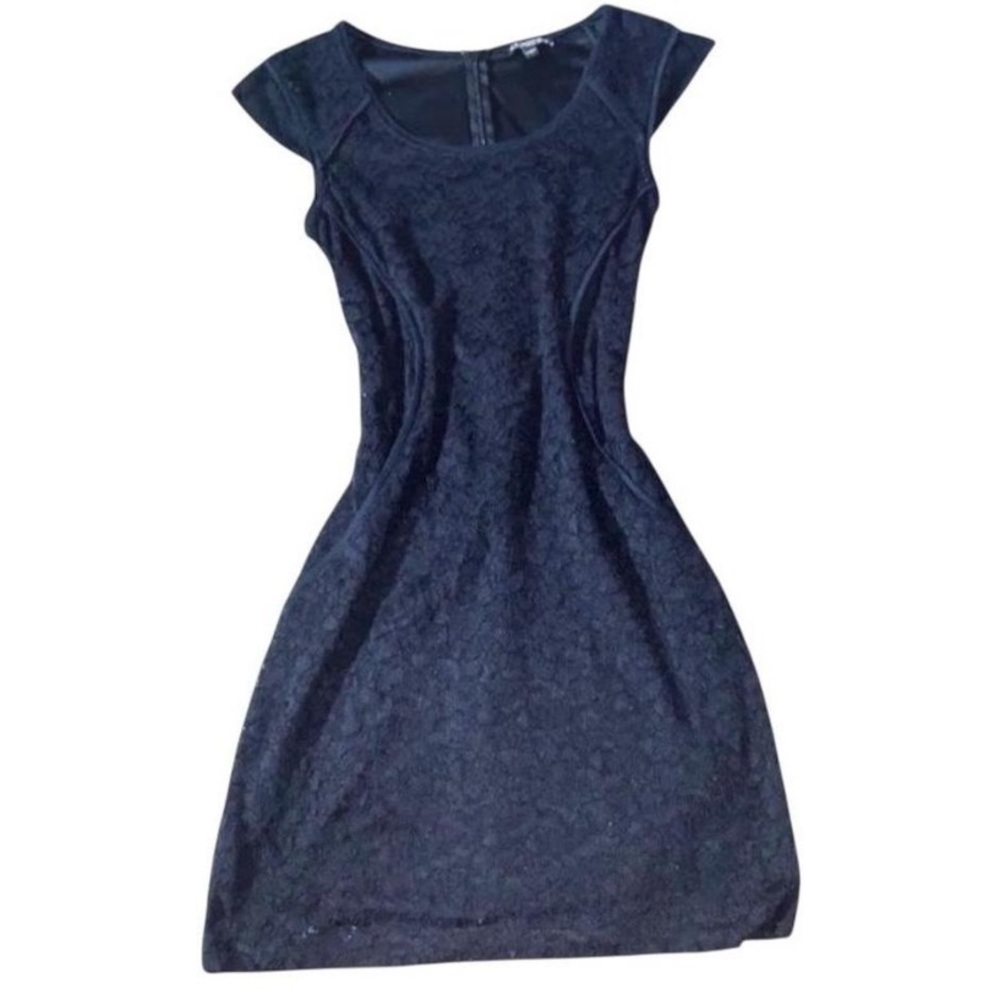 Express Lace Bodycon Mini Dress Black Navy Cap Sleeve Party Formal Size 4